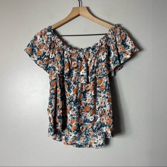 Current/Elliott Floral Off The Shoulder Ruffle Top - Picture 5 of 6